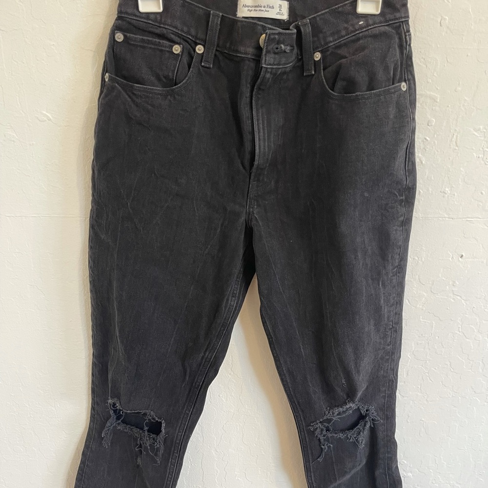 Abercrombie distressed black mom jeans